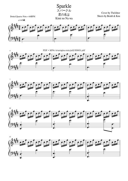 Sparkle Kimi no Na wa - (君の名は) piano