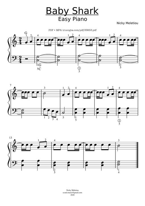 Baby Shark Piano Easy