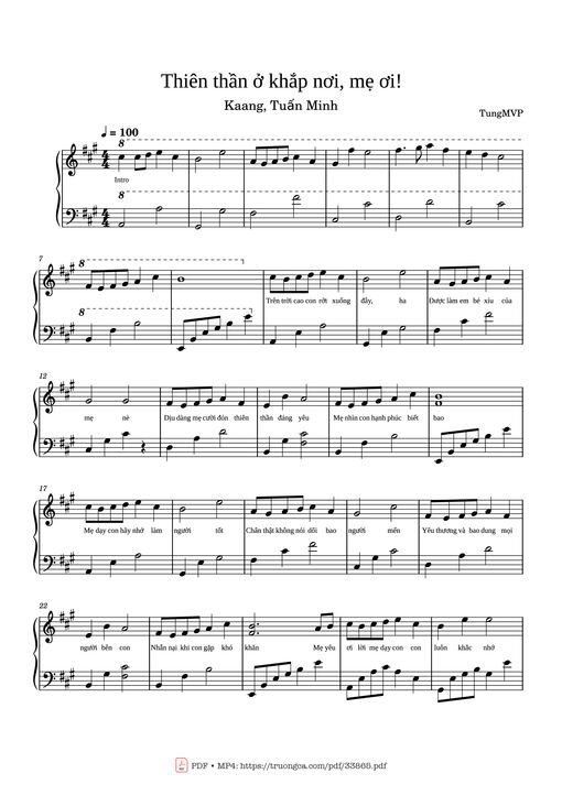 Thiên thần ở khắp nơi, mẹ ơi Piano