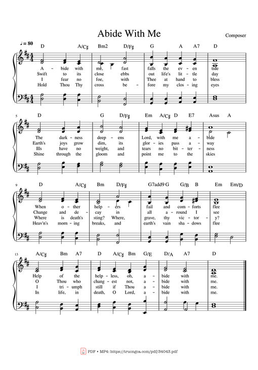 Abide With Me Piano — William Henry Monk