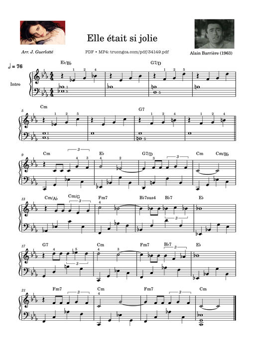 Elle était si jolie Piano