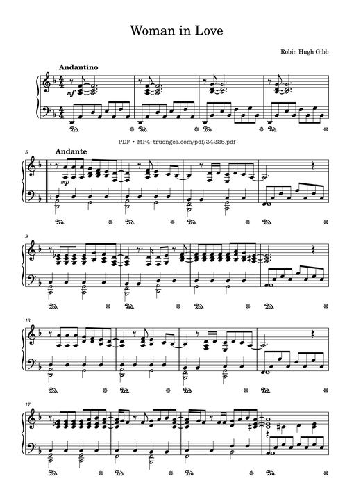 Woman in Love Piano — Robin Hugh Gibb