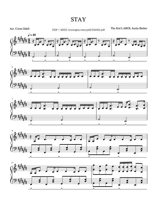 Stay - Justin Bieber Piano