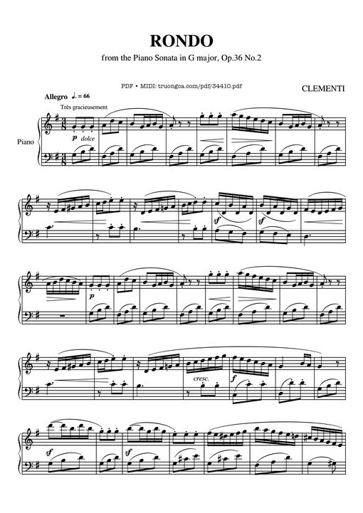 RONDO from Sonatina Op. 36 No.2 Piano
