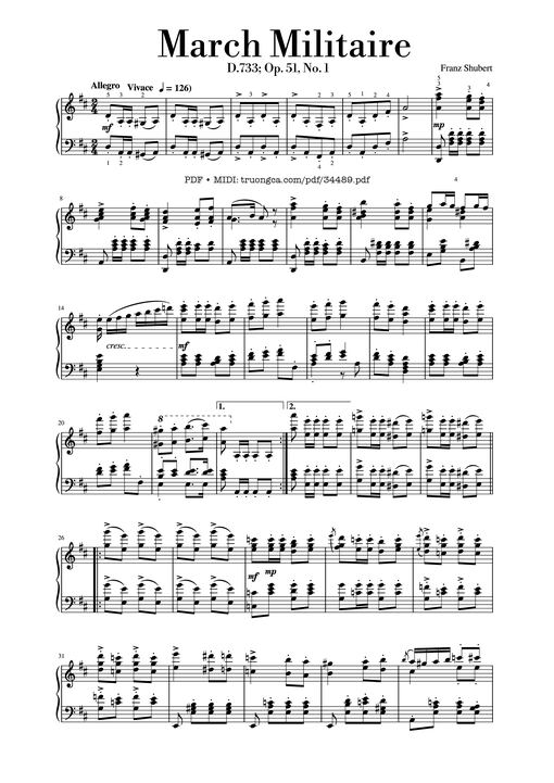 March Militaire Piano