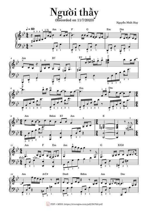 Người thầy Piano Solo