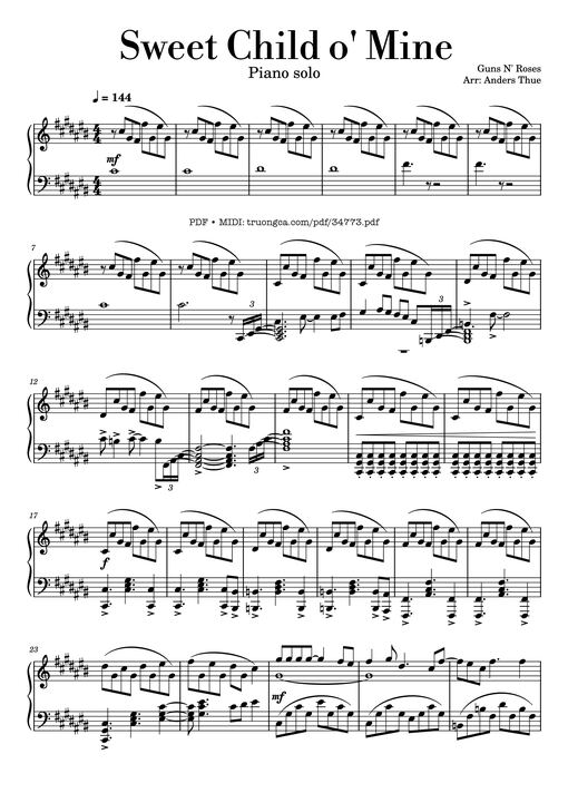 Sweet Child o' Mine Piano solo