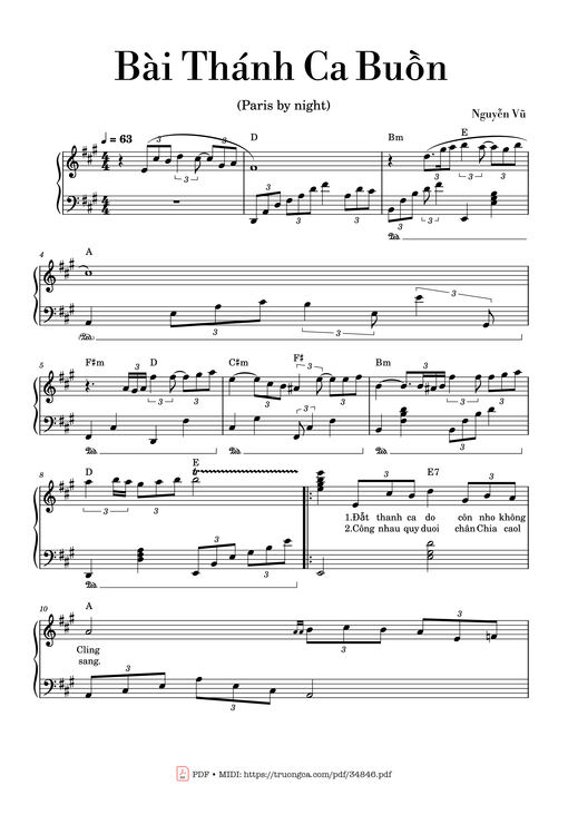 Bài Thánh Ca Buồn Piano