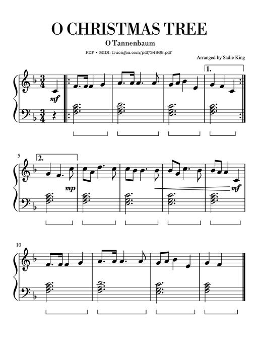 O Christmas Tree Piano Easy