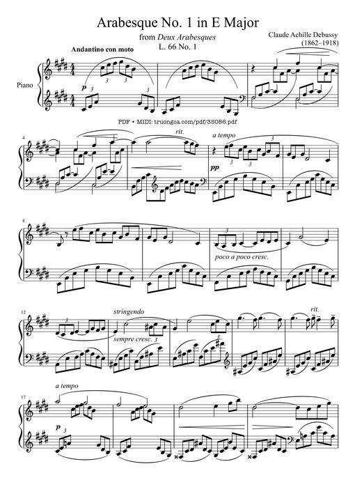 Arabesque L. 66 No. 1 in E Major