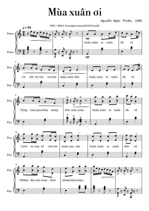 Mùa xuân ơi Piano (Easy ver.)