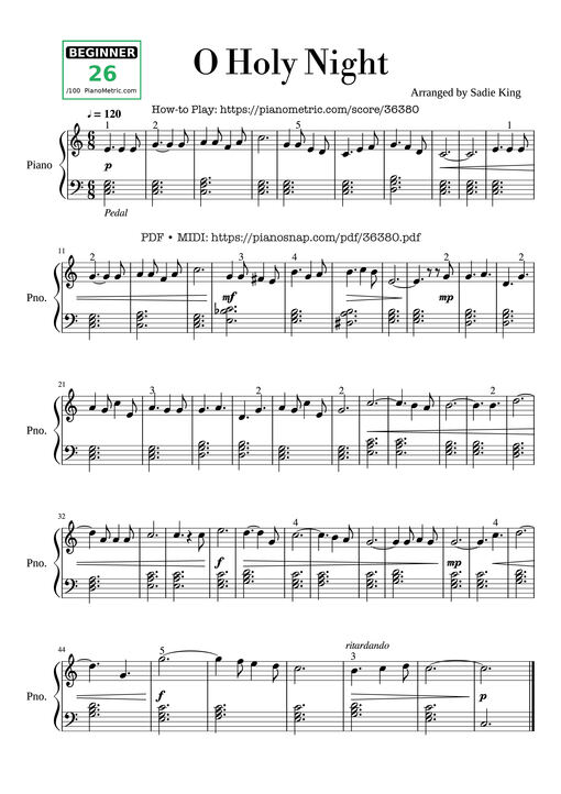Sheet music preview - O Holy Night - Simplified Piano