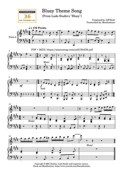 Ludo Studio's Bluey Theme Song Piano