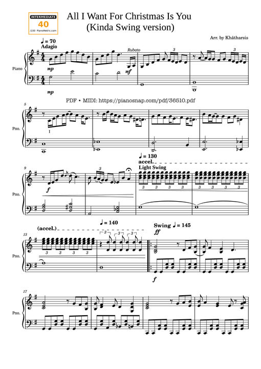 All I Want For Christmas Is You - Mariah Carey Piano