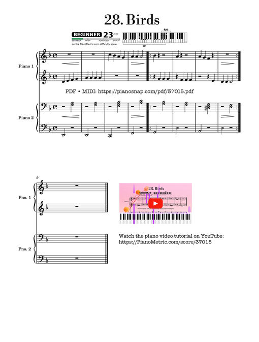 Birds Nikolaev's Russian School of Piano Playing piece no. 28