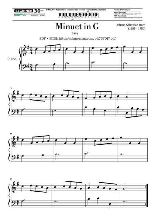 Minuet in G - Easy Ending