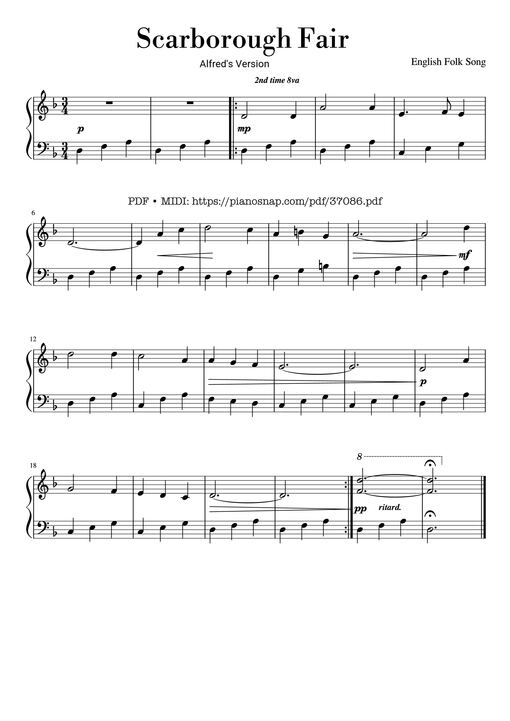 Scarborough Fair (Alfred's Version) Piano
