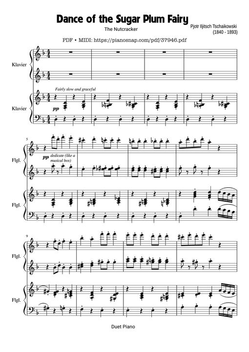 Dance of the Sugar Plum Fairy, Piano Duet