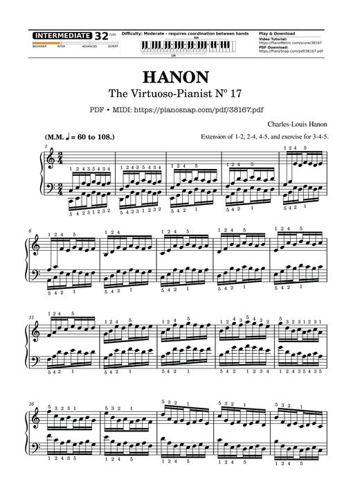 Sheet music preview - Hanon - The Virtuoso Pianist No. 17