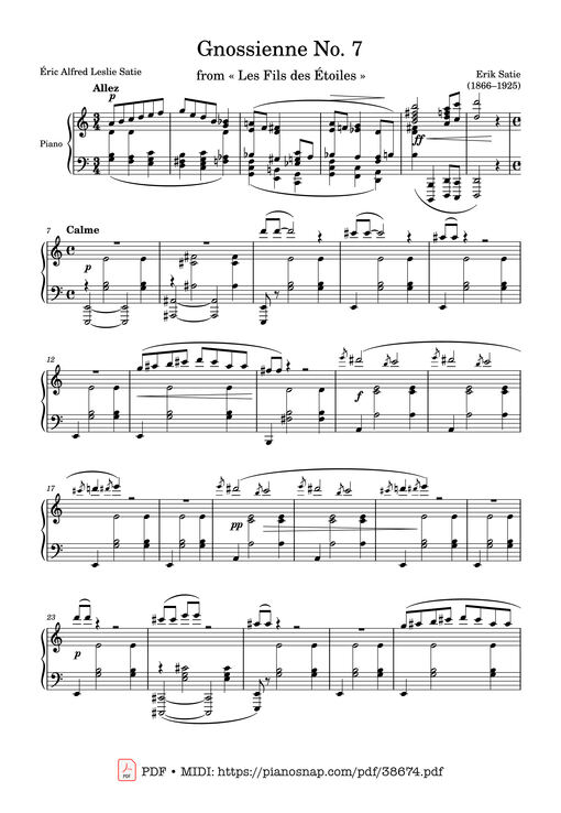 Gnossienne No. 7 — Erik Satie