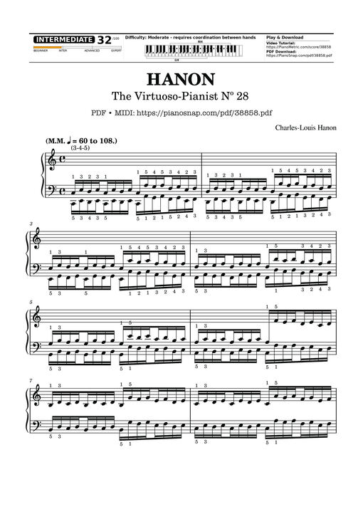 Sheet music preview - Hanon - The Virtuoso Pianist No. 28