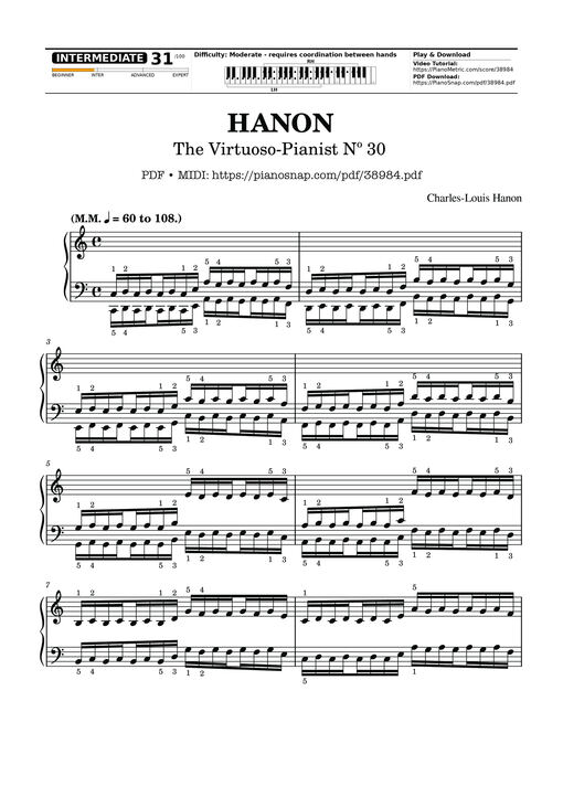 Sheet music preview - Hanon - The Virtuoso Pianist No. 30