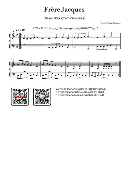 Sheet music preview - Frère Jacques