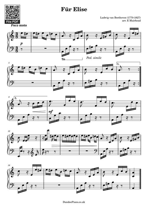 Für Elise - Beethoven bản piano trình độ dễ