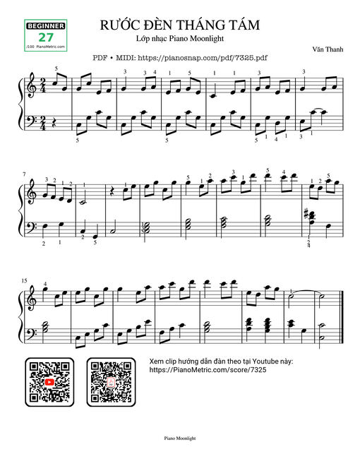 Sheet music preview - RƯỚC ĐÈN THÁNG TÁM Piano solo