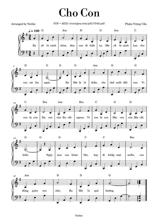 Cho Con Piano — Phạm Trọng Cầu