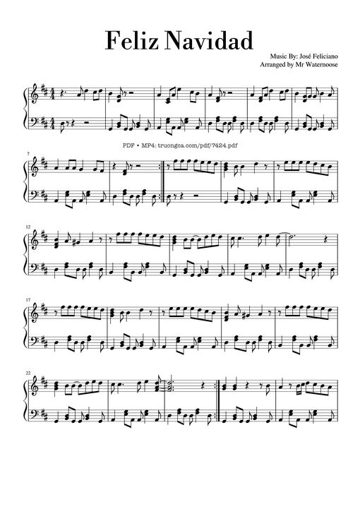 Feliz Navidad Piano Solo