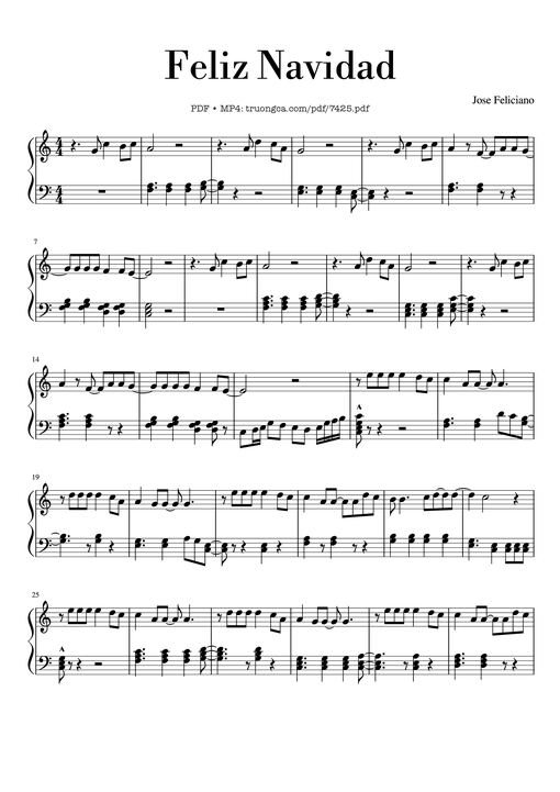 Feliz Navidad Piano Easy