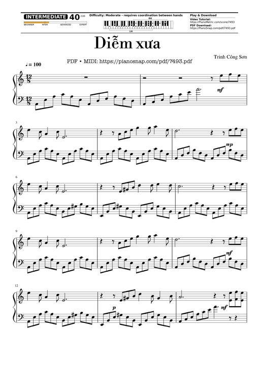 Diễm xưa Piano solo