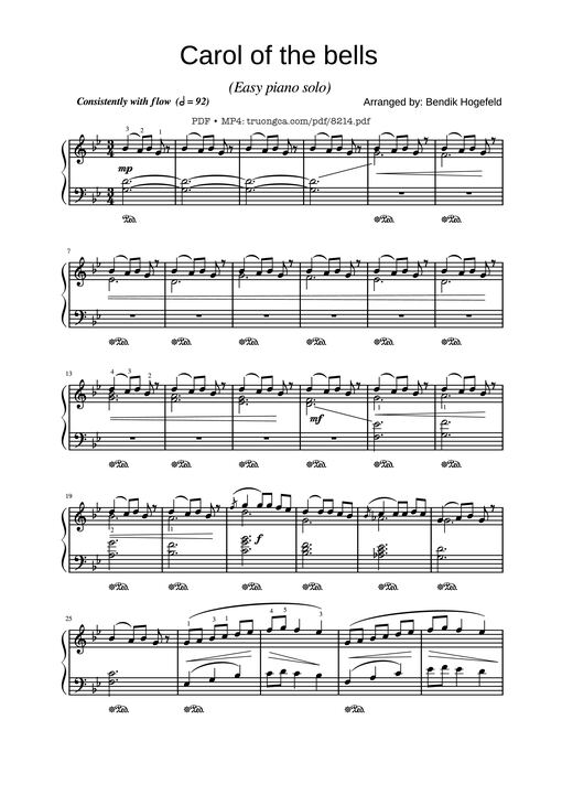 Carol of the bells (Easy piano solo)