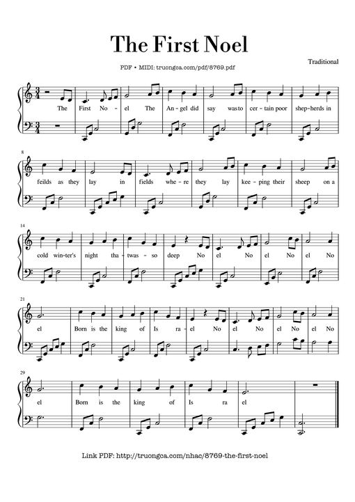 The First Noel sheet Piano