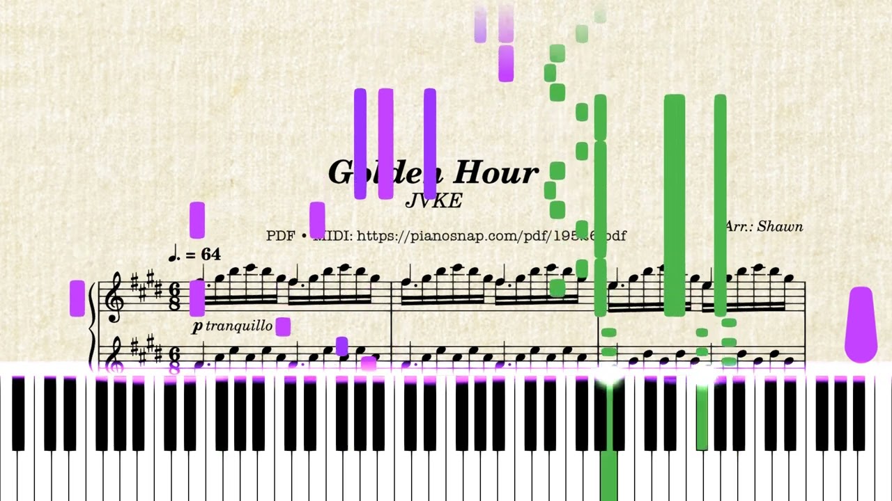 Golden Hour JVKE Sheet Piano — Shawnshawnshawn | Piano PDF & Video ...