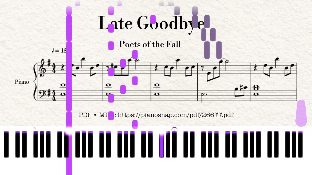 Late Goodbye Piano — Poets Of The Fall | Piano PDF & Video Tutorial ...