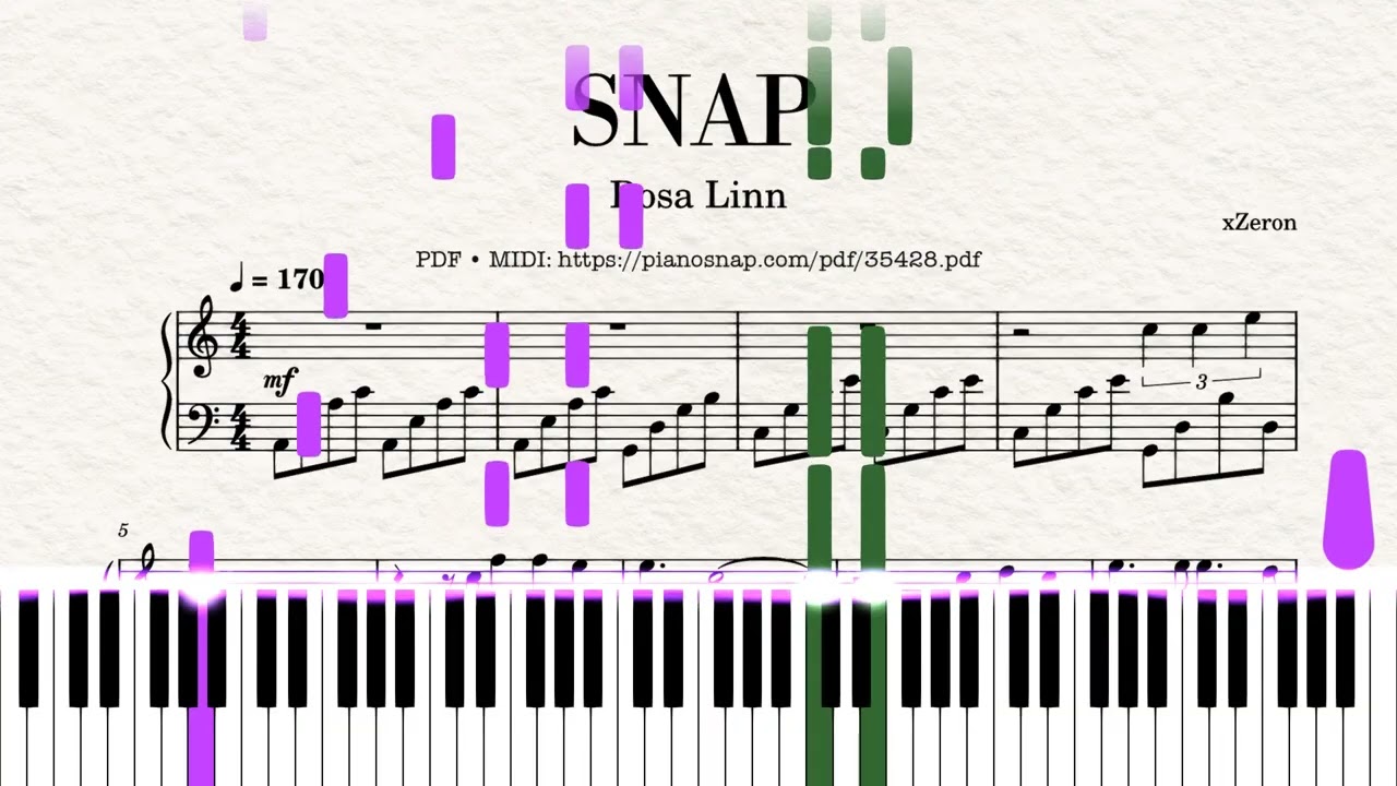 SNAP Piano — Rosa Linn | Piano PDF & Video Tutorial | Intermediate ...