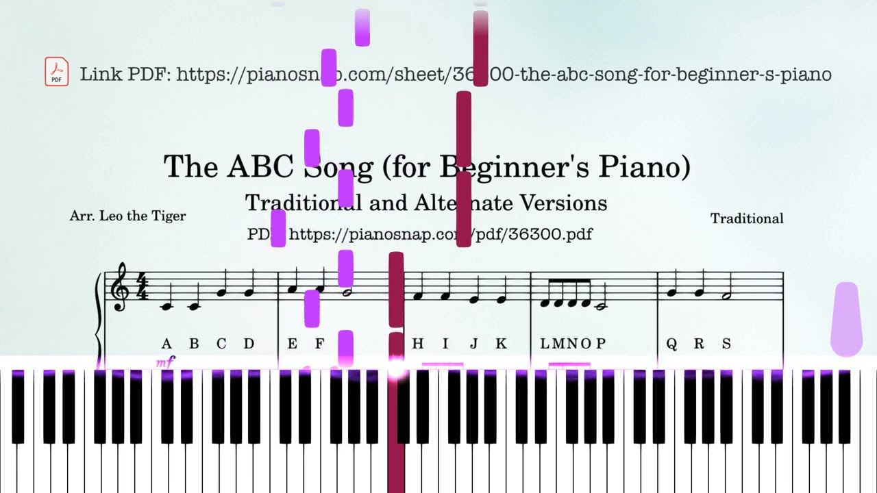 The ABC Alphabet Song (Variations) for Beginner's Piano — Traditional ...
